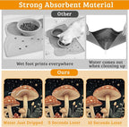 Fantasy Mushroom Dog Cat Food Mat, Butterfly Stars Absorbent Waterproof Placemat - Image 3