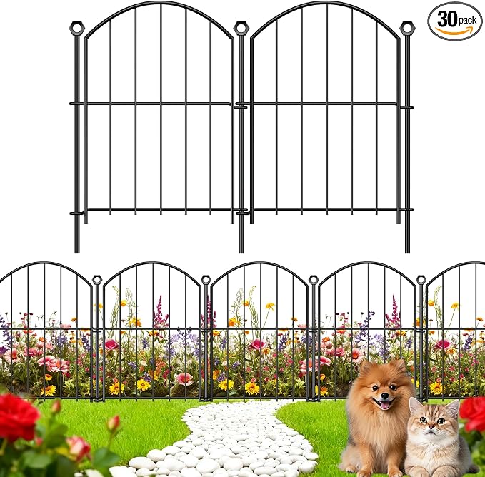 Decorative Garden Fence 17in x30ft, 30 Pack Rustproof Metal No Dig Fence Animal by Thrivinest