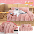 Cute Cat Couch Bed for Indoor Cats, Fluffy Pet Cat Sofa - Image 2