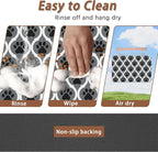 Gray Paw Print Geometric Dog Cat Food Mat, Absorbent Pet Feeding Mat - Image 4