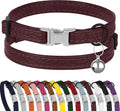 Leather Cat Collar with Buckle and Removable Bell by BUDKAS