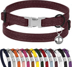 Leather Cat Collar with Buckle and Removable Bell by BUDKAS