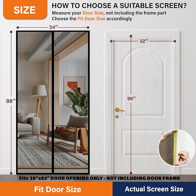 Magnetic Screen Door, Fit Door Size 32 x 96 Inches, Screen Doors - Image 2