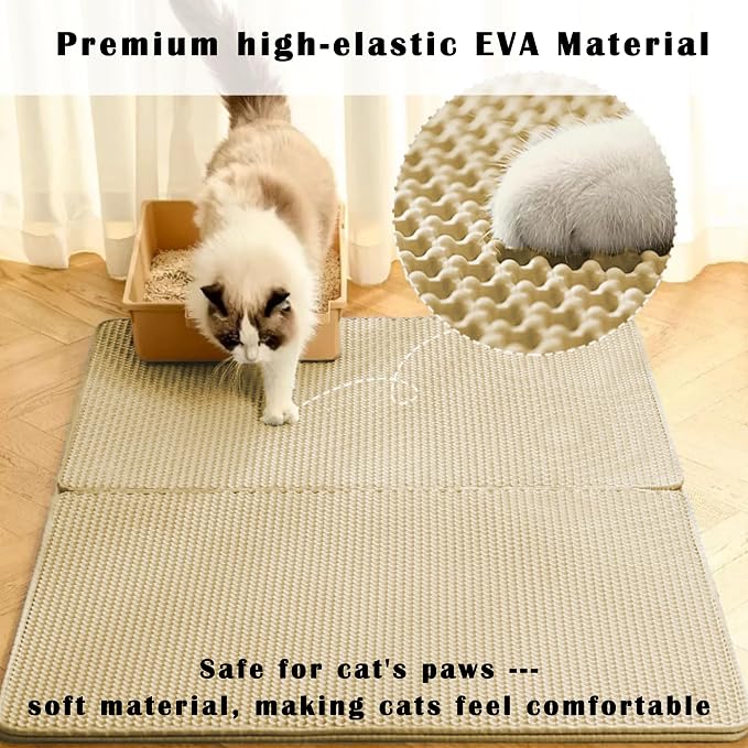 HCY&WLD 2-Pack Cat Litter Mat, Double Layer Honeycomb Waterproof Urine Proof - Image 3
