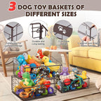 Mimorou 3 Pack Metal Dog Toy Baskets Multi-sized Foldable Dog Toy Bins Box - Image 3