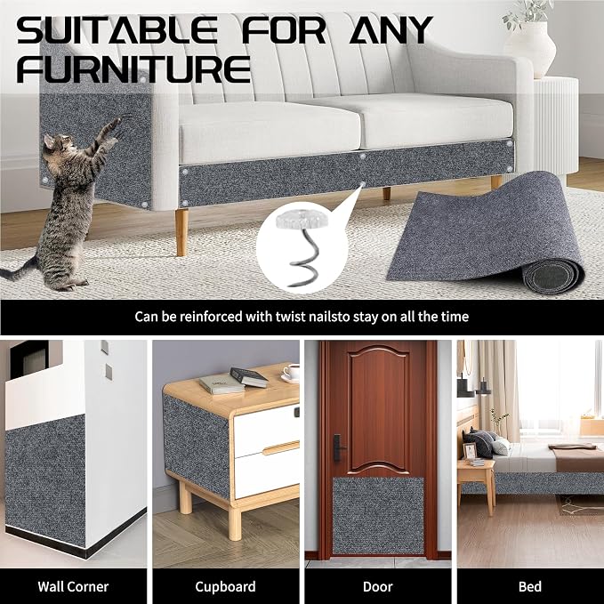 2 Pcs Total 78.8"x15.8" Cat Scratch Mat, Cat Scratch Couch Furniture Protector - Image 7