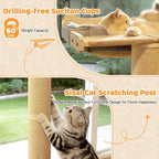 54.3" Cat Window Perch with 3 Adjustable Roman Column Sisal Posts, Drill-Free - Image 5