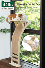 Cat Window Perch with Scratcher Ramp, Wood Kitty Bed - Image 5