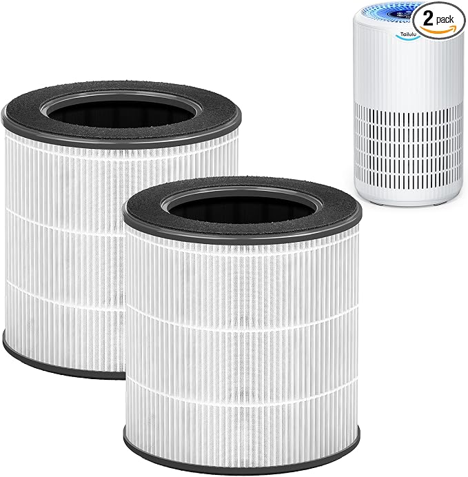 Tailulu 2 Packs D09 Air Purifier Replacement Filter, 3-in-1 True H13 True HEPA by Tailulu