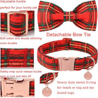 Christmas Dog Collar with Bow Tie, Cotton Christmas Plaid Collar - Image 3