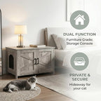 Homhedy Cat Litter Box Enclosure, Wooden Cat Washroom Furniture - Image 2