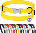 Leather Cat Collar with Buckle and Removable Bell by BUDKAS