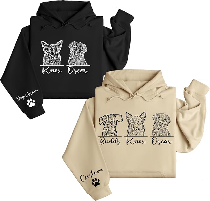 Custom Dog Mom Sweatshirt, Personalized Line Art Portrait Dog Hoodie, - Image 4