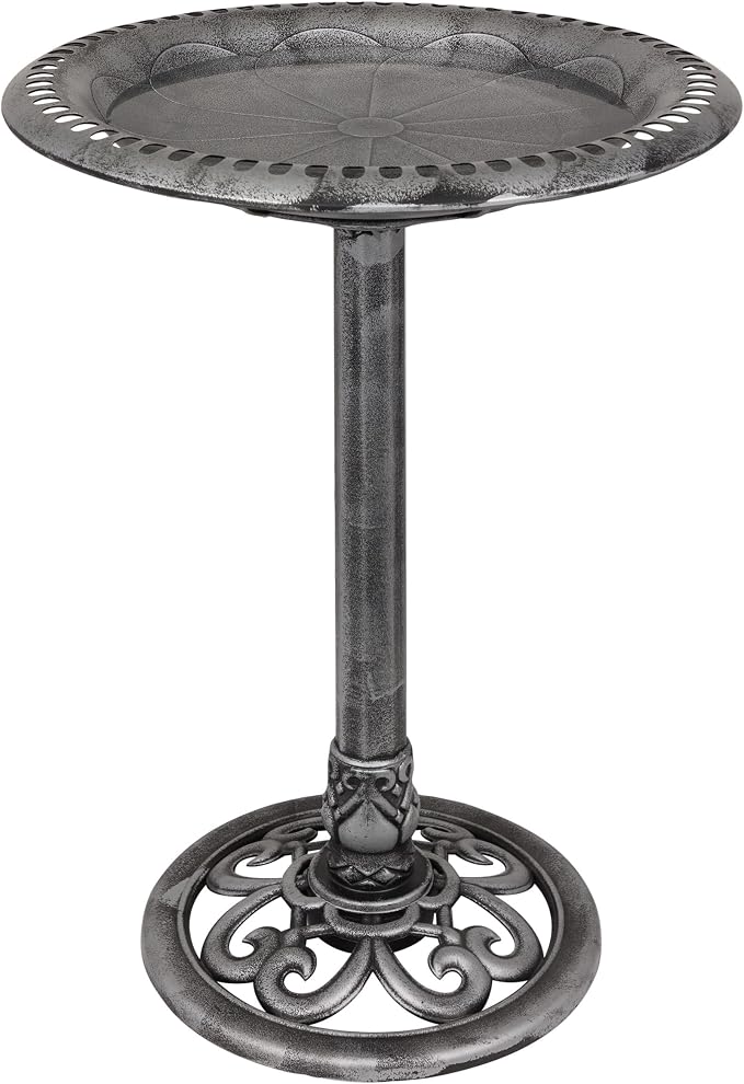 Alpine Corporation TEC116GR Outdoor Pedestal Birdbath w/Scrollwork Base and by AlpineCorporation