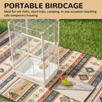 24" Portable Double-Layer Bird Cage, Travel Parrot Carrier - Image 5