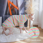 PUMYPOREITY Sphynx Cat Clothes: Soft, Stretchy Rainbow Sweater & Turtleneck - Image 4