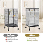 White Bird Cage Seed Catcher Adjustable Soft Birdcage Cover Reusable Nylon Mesh - Image 5