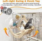 Bird Perch Toy with Mirror for Cage, Interactive Rocking Parakeet Toys and - Image 3
