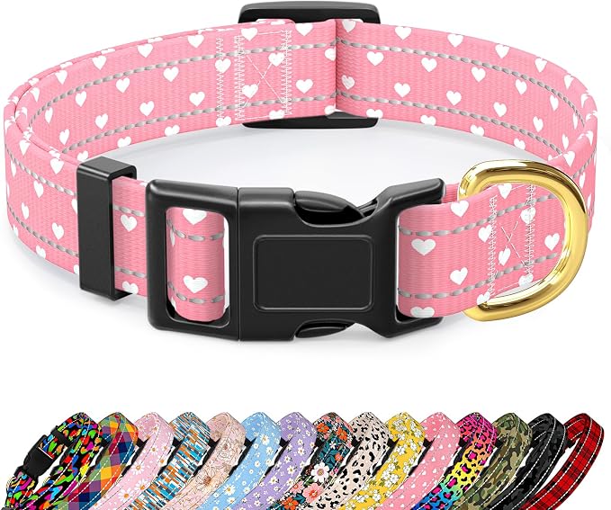 Reflective Dog Collar for Large Dogs, Cute Adjustable Heavy-Duty Nylon Puppy by TMOODEL