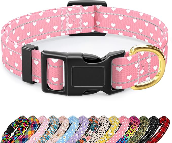 Reflective Dog Collar for Medium Dogs, Cute Adjustable Heavy-Duty Nylon Puppy by TMOODEL