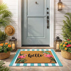Tinideya 2 Pcs Summer Door Mat Flamingo Welcome Non Slip Coir Hello Mats Floor - Image 9