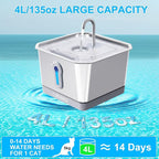 Stainless Steel Cat Water Fountain 135oz/4L:Battery Operated Wireless Cat - Image 6