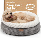 FUKUMARU Dog Bed, Calming Donut Dog Beds, Plush Faux Fur&Corduroy Cat Beds by FUKUMARU