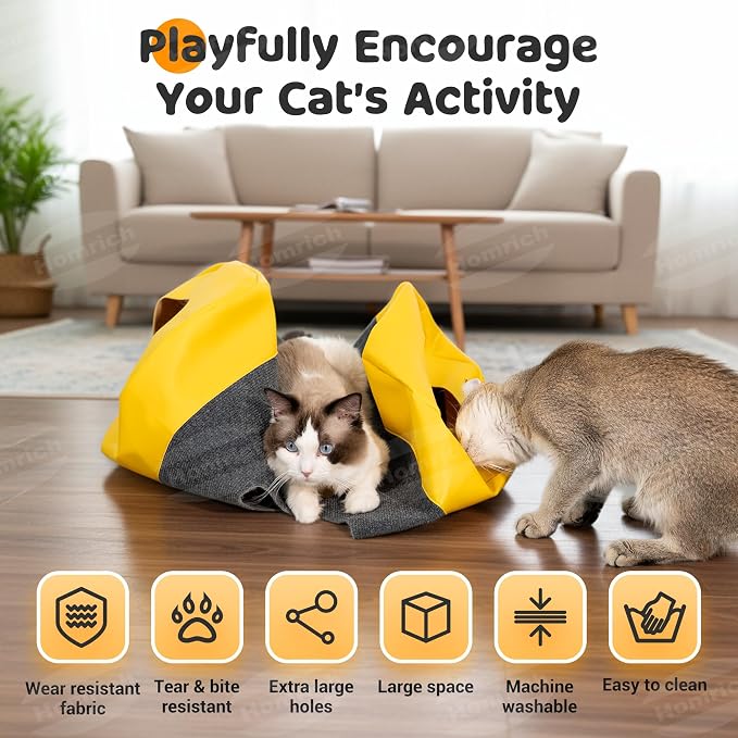 Homrich Multifunctional Collapsible Cat Play Bag, Indoor Cat Tunnel Activity - Image 3