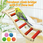 Hamiledyi Nature Wooden Bird Ladder Pet Parrots Climb Bridge Exercise Stands - Image 4