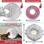 Kitty City Large Cat Tunnel Bed, 2-in-1 Zip-Together Cat Play Tunnel & Plush - Image 5