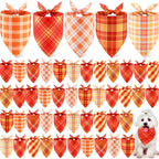 Weewooday 50 Pcs Thanksgiving Fall Dog Bandanas Bulk Plaid Bandanas by Weewooday