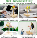 Natural Wood Bird Perch Stand Training, Intelligence Puzzle Enrichment Toys - Image 5