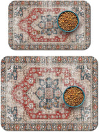2 Pack Dog Food Mats for Floors, Absorbent and Quick-Drying Pet Cat Food Mat by QXWREL