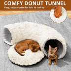 Cat Tunnel with Cat Bed for Indoor Cats, Soft Plush Peekaboo Cat Cave Donut - Image 4