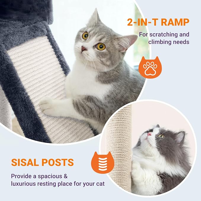 Allewie 81 Inches Tall Cat Tree/Multi-Level Large Climbing Tree House and Towers - Image 5