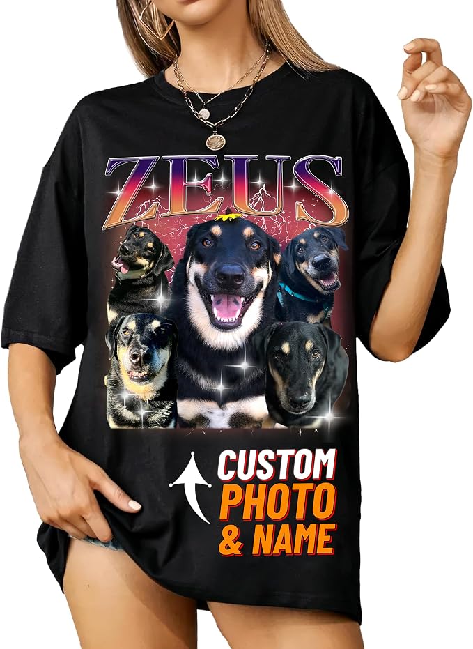 IZI POD Custom Dog Shirt for Women, Personalized Pet Face Photo Shirt, Bootleg by IZI+POD