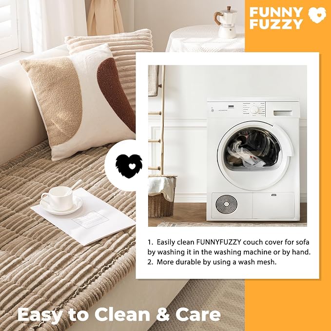 FUNNY FUZZY Pet Couch Covers for Sofa, Flannel Dog Couch Cover for Dogs Washable - Image 6