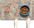 Moroccan Trellis Dog Food & Water Mat, Mexican Talavera Boho Colorful Pet - Image 2
