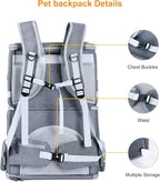 Double Cat Carrier for 2 Cats, Dog Backpack Carrier for Medium Dogs, Double - Image 6