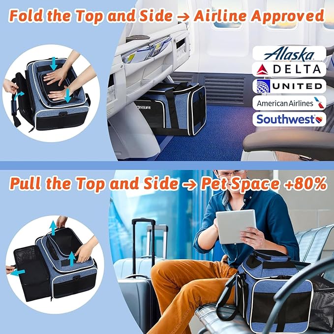 Petskd Top and Side Expandable Pet Carrier 17x11x9.5 Inches Alaska Airline - Image 2
