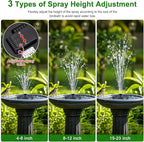 Solar Fountain Pump with Spray Height Adjustment, Upgrade Glass Solar Bird Bath - Image 3