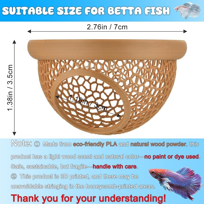 Floating Betta Hide & Shrimp Cave – 3D Printed Aquarium Hammock, Feeder & Rest - Image 3