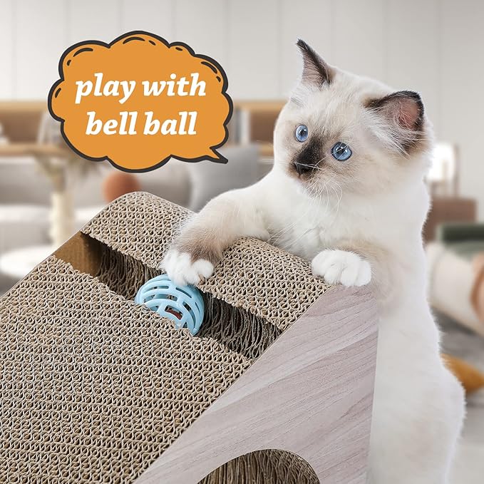 PAWZ Road Cat Scratcher, Triangle Cardboard Cat Scratcher 28.3” Large Scratch - Image 6