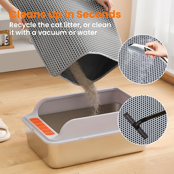 Cat Litter Mat, 24x18 Inches Large Double Layer Honeycomb Cat Litter Trapping - Image 5