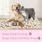 Dog Feeding Mat 24 x 16 Inch, Neutral Paw Bone Woof Dog Placemat Absorbent - Image 6