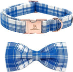 Lionheart glory Dog Collar, Boy Dog Collar Bowtie Blue Plaid Adjustable Dog by LionheartGlory