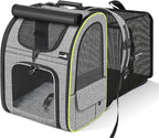Pecute Cat Backpack Carrier XL, Expandable Pet Backpack Curtain Design by pecute