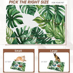 Palm Leaf Pet Feeding Mat, Boho Absorbent Quick-Dry Cat Dog Food and Water Bowl - Image 2