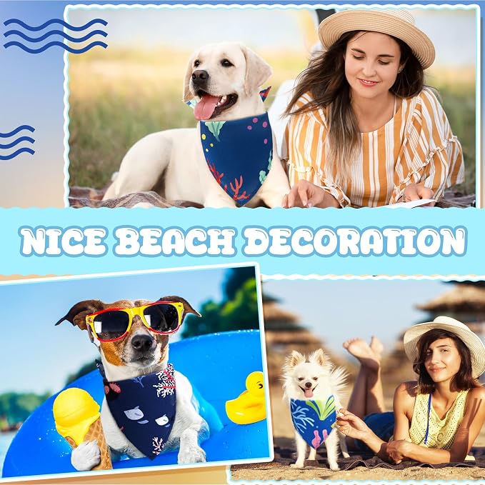 150 Pcs Ocean Dog Bandanas Bulk Summer Pet Bibs Triangle Ocean Themed Pet Scarf - Image 4