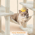 Yaheetech Cat Tree, 82.5in Large Tower w/Hammock, 2 Kitty-Ear Perches, 2 Cozy - Image 7